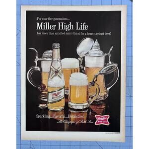 Vintage 1967 Miller High Life Beer Print Ad